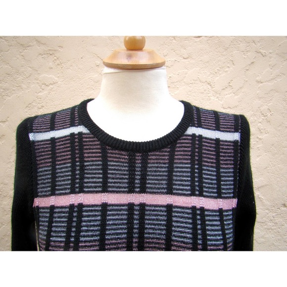 Vintage 60s Metallic Striped Acrylic Sweater - Picture 2 of 5